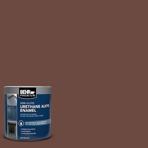 BEHR PREMIUM 1 qt. #BNC-32 Maximum Mocha Semi-Gloss Enamel Urethane Alkyd Interior/Exterior Paint