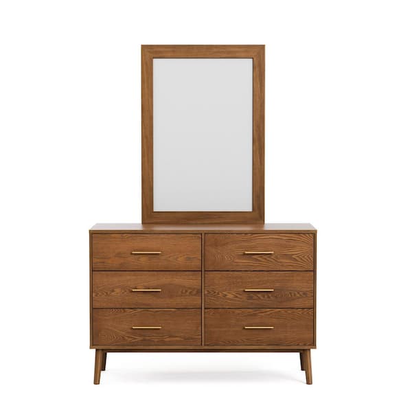 home depot mid century modern dresser Furniture of America Beau Midcentury Walnut Dresser and Mirror Set