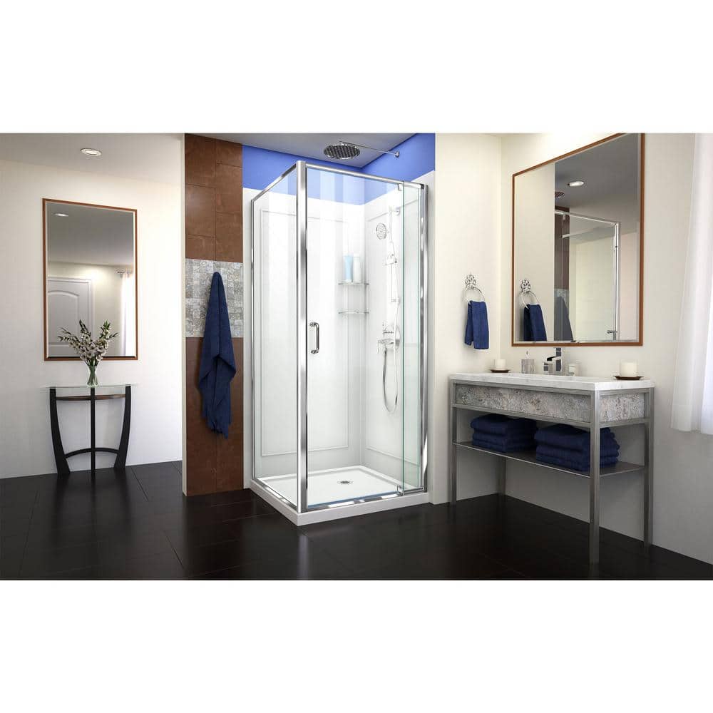 Flex 36" Frameless Clear Glass Shower Enclosure with Brushed Nickel Hardware