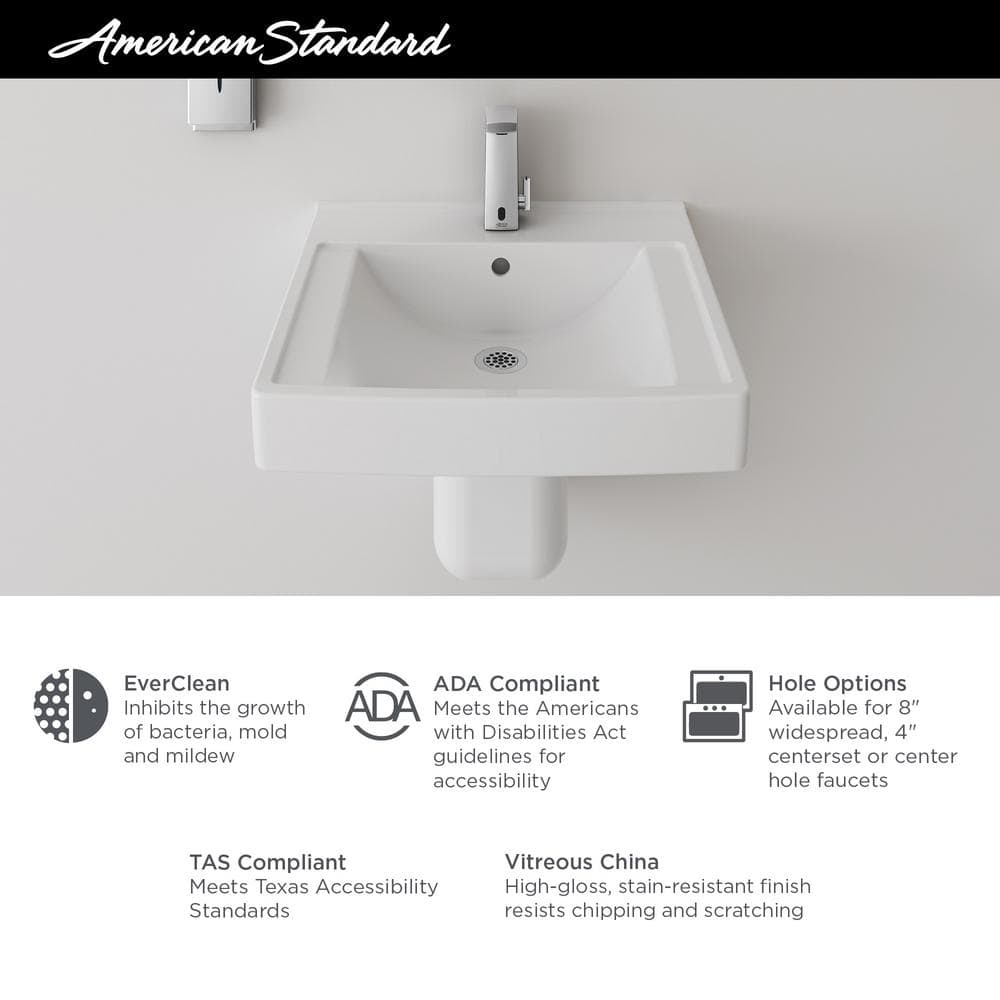 White Ceramic Wall-Mounted Rectangular Bathroom Sink