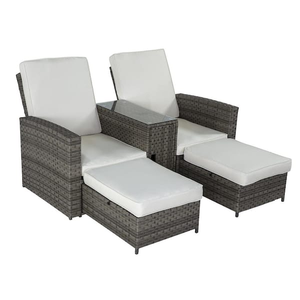 rattan recliner lounger