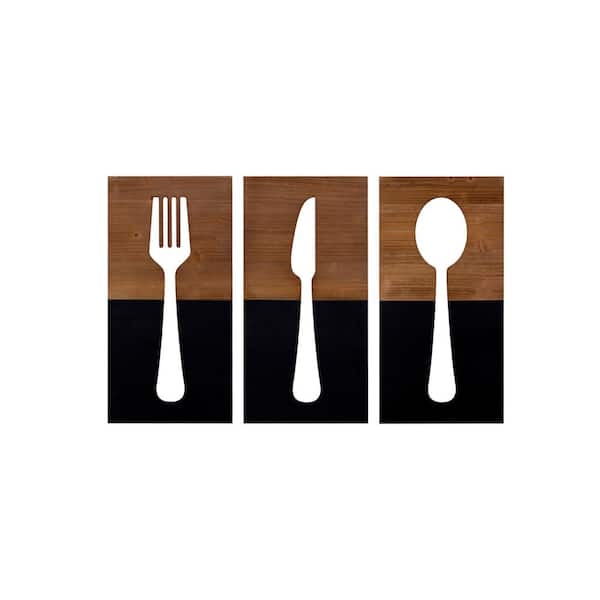 Stratton Home Decor Farmhouse 2-tone Utensils Wood Decorative Sign