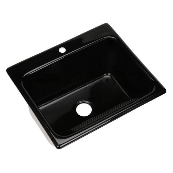 Thermocast Kensington Drop-In Acrylic 25 in. 1-Hole Single Bowl Utility Sink in Black