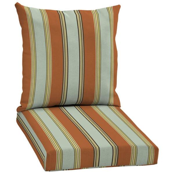 Hampton Bay Fontina Stripe Pillow Back Outdoor Deep Seating Cushion Set