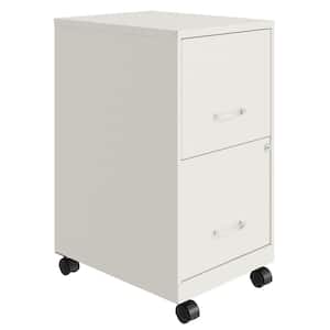 18 in. Wide Pearl White 2-Drawer Mobile Cabinet for Office