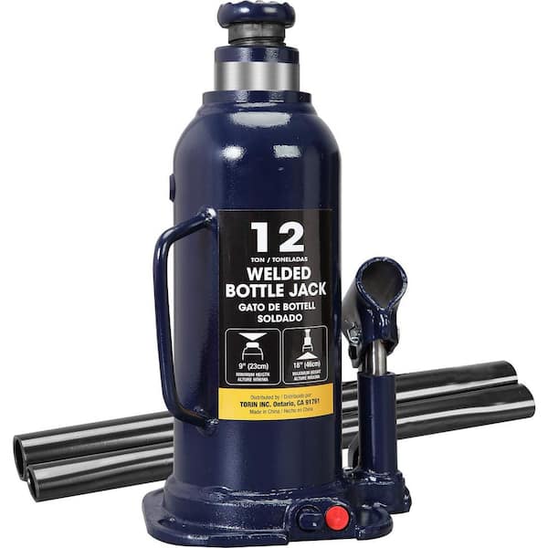 TCE 12-Ton Hydraulic Welded Bottle Jack, Blue