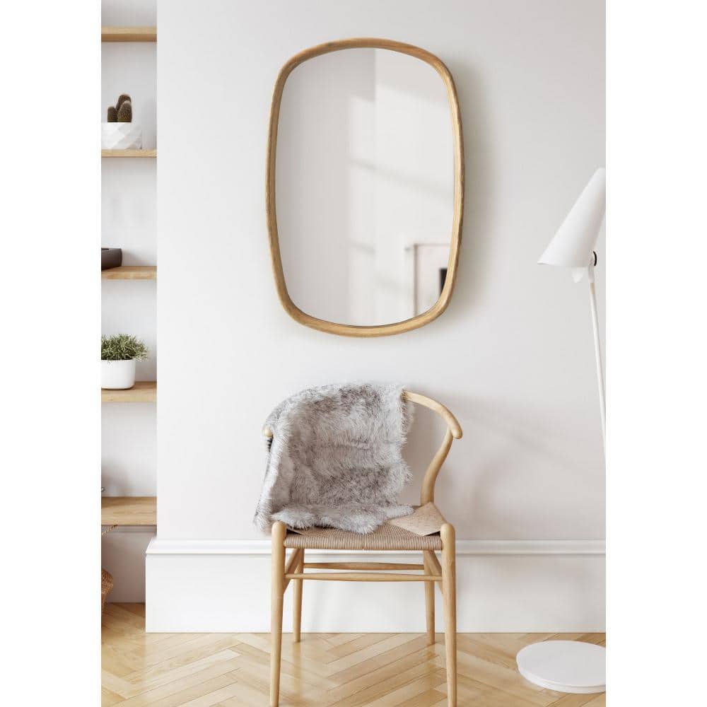 Natural Mango Wood Rectangular Vanity Wall Mirror