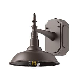 Modern 1-Light Oil Rubbed Bronze Dusk to Dawn Exterior Outdoor Barn Hardwired Light Fixture Wall Sconce with Metal Shade