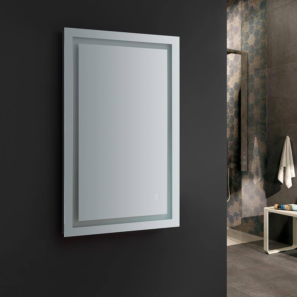 Sleek 48"x30" Transitional Frameless Vanity Mirror with LED & Defogger