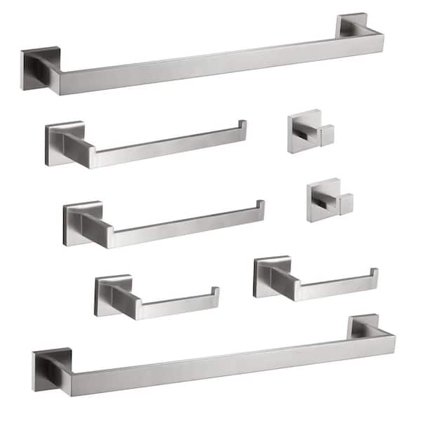 8-Piece Bathroom Hardware Set, Brushed Nickel