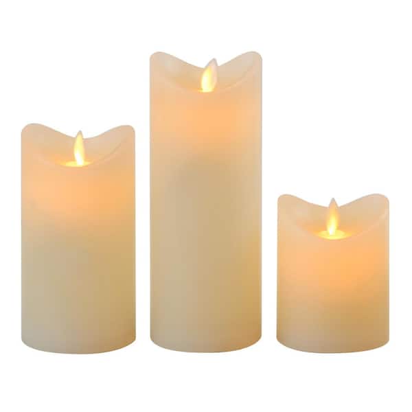 LUMABASE Battery Operated LED Wax Candles with Moving Flame (set of 3)