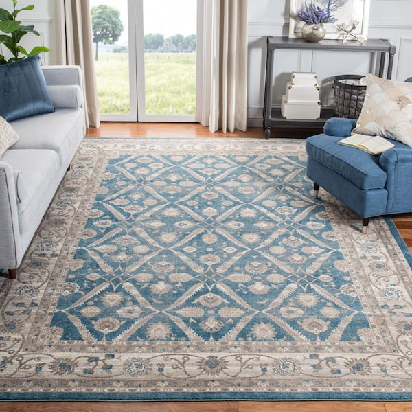 Sofia 10 ft. x 14 ft. Blue/Beige Oriental Area Rug