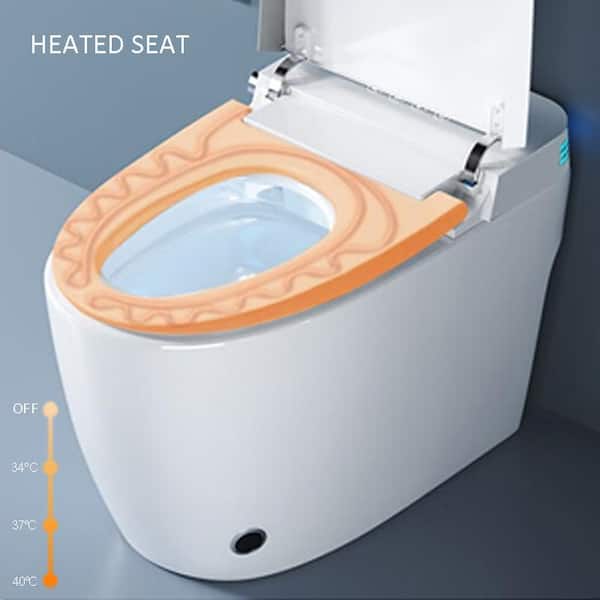 Simple Project 1-Piece 1.28 GPF Single Flush Elongated Tankless Smart Bidet Toilet in White, Auto Flush, Heated Seat, Night Light
