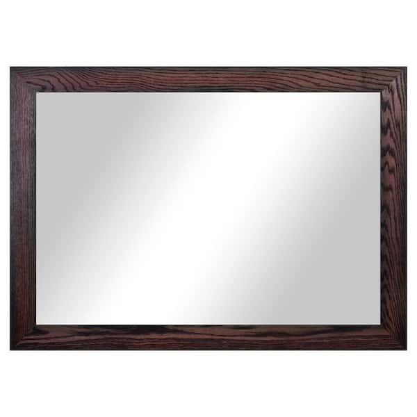 Rayne Mirrors 3 in Black Cherry Frame (38 in. W x 33 in. H) Oak Hardwood Rectangle Wall Mirror