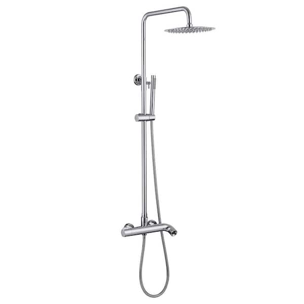 Single Handle 1-Spray Tub and Shower Faucet 1.8 GPM Brass Exposed Shower System in Polished Chrome Valve Included