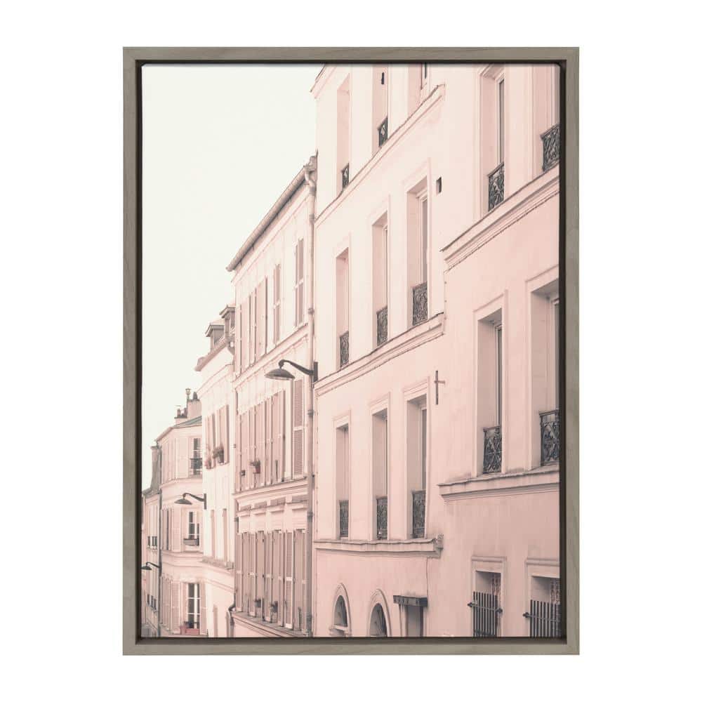 Parisian Perspective 18x24 Gray Framed Canvas Wall Art