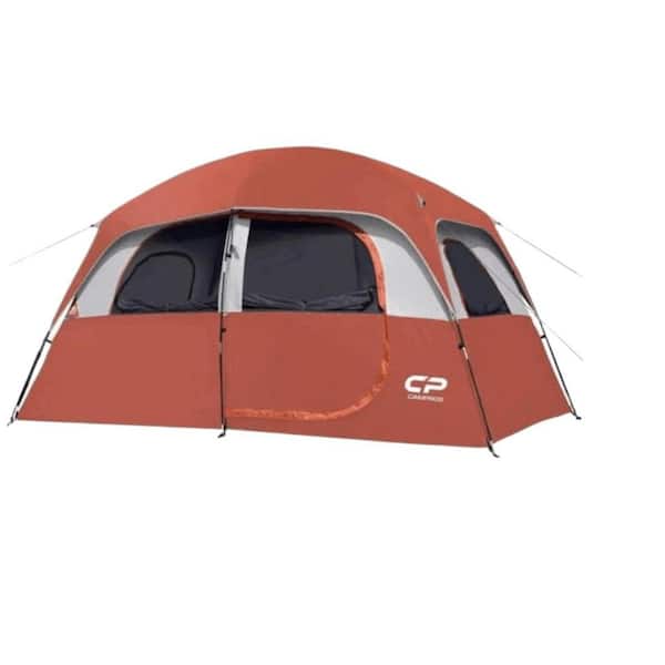 Zeus & Ruta 6-Person-Camping- Tents, Waterproof Windproof Family Tent, 4 Large Windows, Double Layer, Portable with Carry Bag (Red)