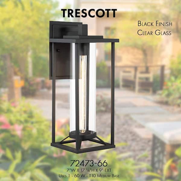 Trescott 1-Light Outdoor Black Wall Lantern Sconce