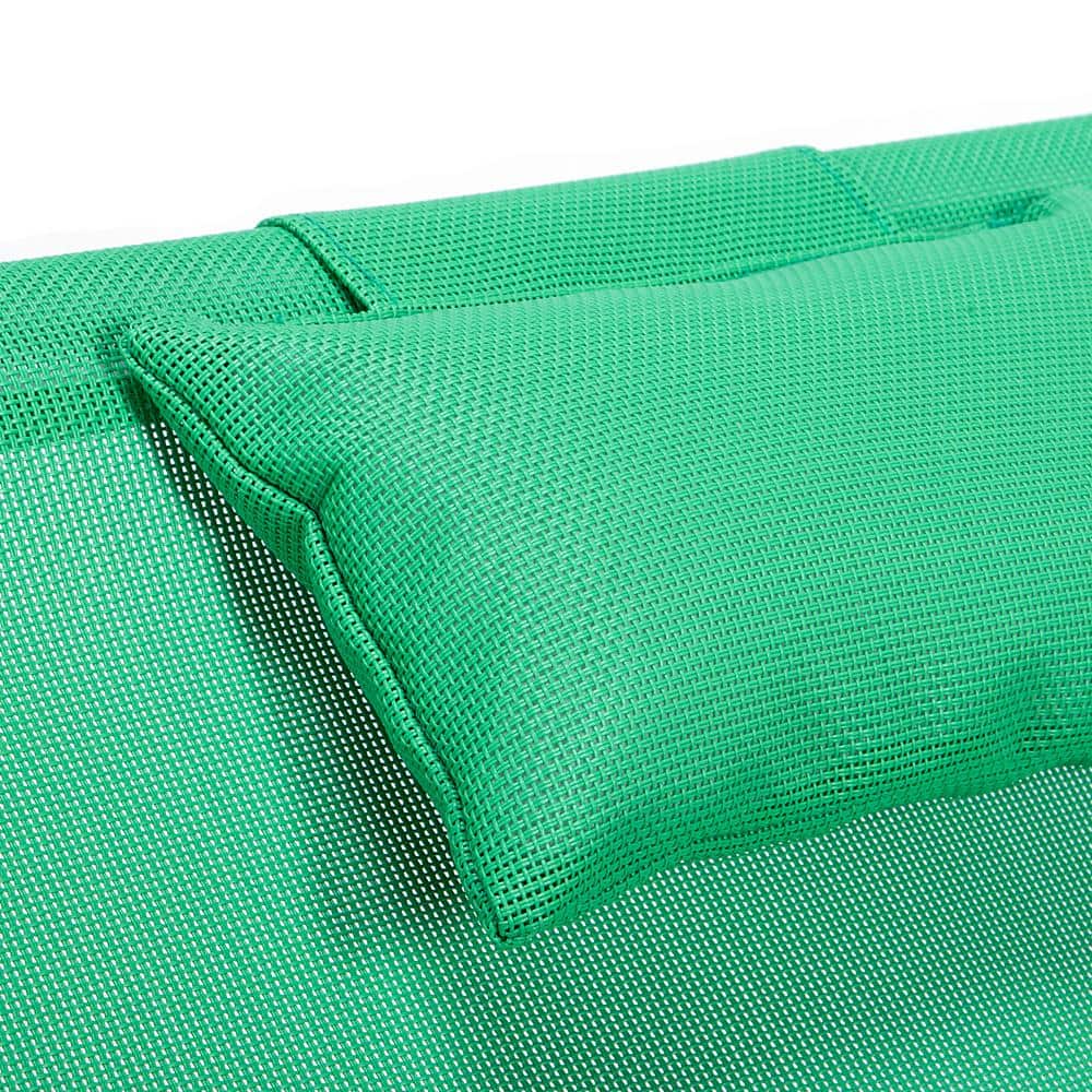 Sunset Green Outdoor Sling Lounge Chair with Headrest