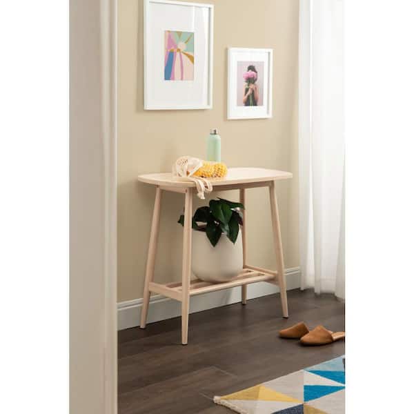 Nilas 31 in. Natural Rectangle Solid Wood Console Table