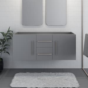 Napa 60 in. W x 20 in. D x 21 in. H in. Double Sink Bath Vanity Cabinet without Top in Gray, Wall Mounted