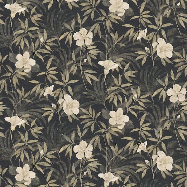 Advantage Malecon Charcoal Floral Non-Pasted Vinyl Wallpaper