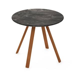 Furinno FG17035 Tioman Hardwood Patio Furniture Gateleg Round Table in Teak Oil Natural