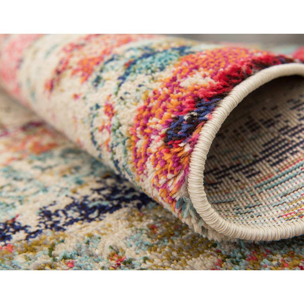Colorful Multi-Pattern Low Pile Rectangular Area Rug