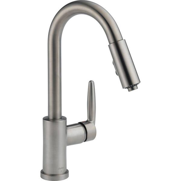 Delta Grail Single-Handle Pull-Down Sprayer Kitchen Faucet in Stainless Steel