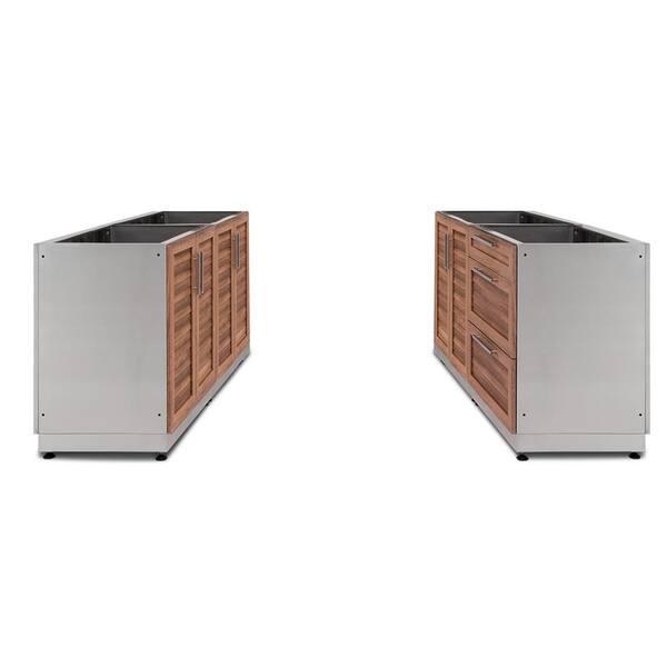 NewAge Products Grove 4-Piece 128 in. W x 36.5 in. H x 24 in. D Outdoor Kitchen Cabinet Set without Countertops