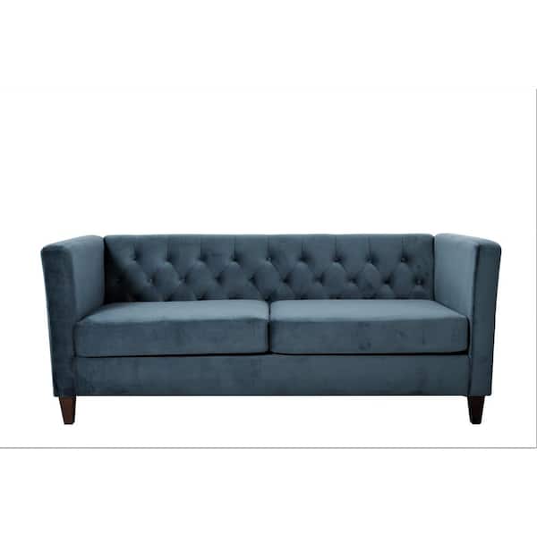 US Pride Furniture Leeanna 73.3'' Flared Arm Velvet Straight Sofa in Blue
