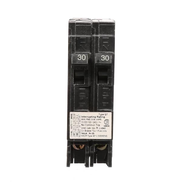 Siemens Two 30 Amp Single-Pole Circuit Breaker Non-Current Limiting