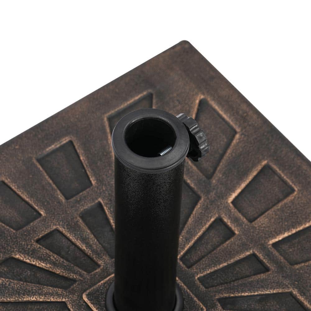 Bronze Square Resin Outdoor Umbrella Base with Textured Finish