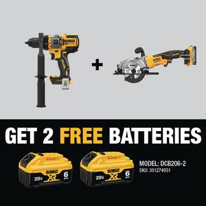 Atomic 20V MAX Lithium-Ion Cordless Brushless 4-1/2 in. Circular Saw & 1/2 in. Hammer Drill/Driver with 1.7Ah Battery