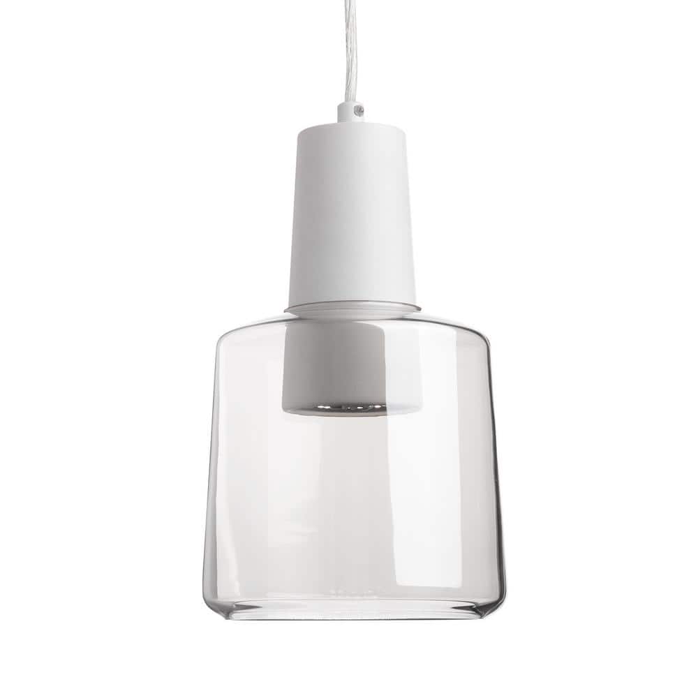Matte Black and White 8.88" LED Glass Pendant Light