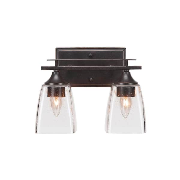 Ontario 11.5 in. 2-Light Dark Granite Vanity Light