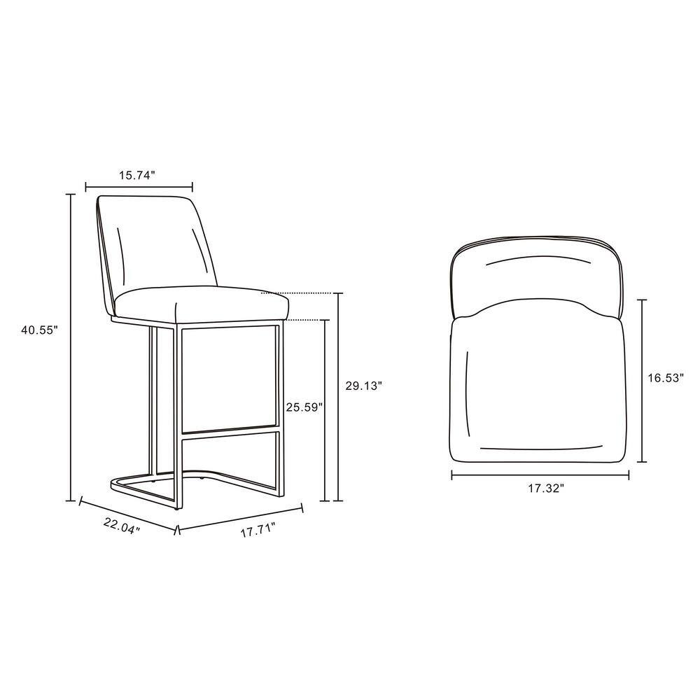Serena Light Grey Leatherette Upholstered Metal Bar Stool