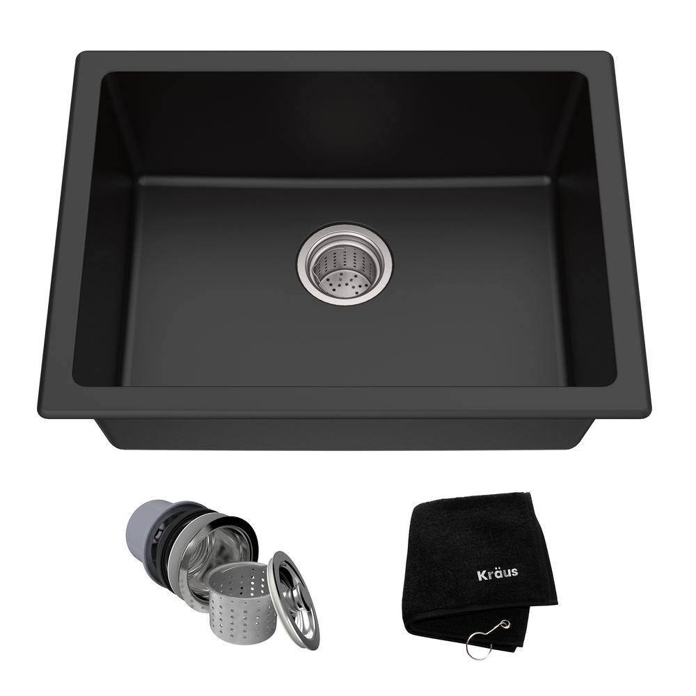 KRAUS Drop-in/Undermount Granite Composite 24 in. Single Bowl Kitchen ...