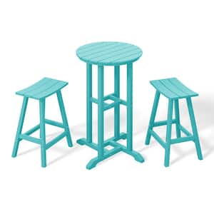 Laguna 3-Piece HDPE Weather Resistant Counter Height Outdoor Patio Bistro Set, Turquoise