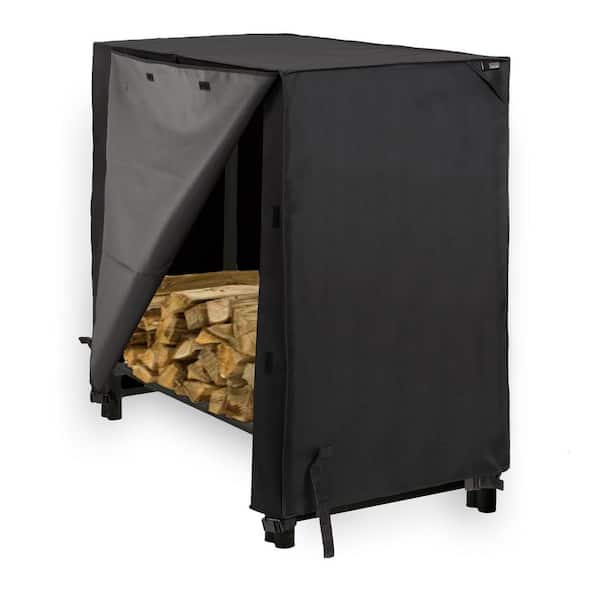 MODERN LEISURE 48 in. L x 24 in. W x 42 in. H Black Monterey 4 ft. Outdoor Log Rack Cover