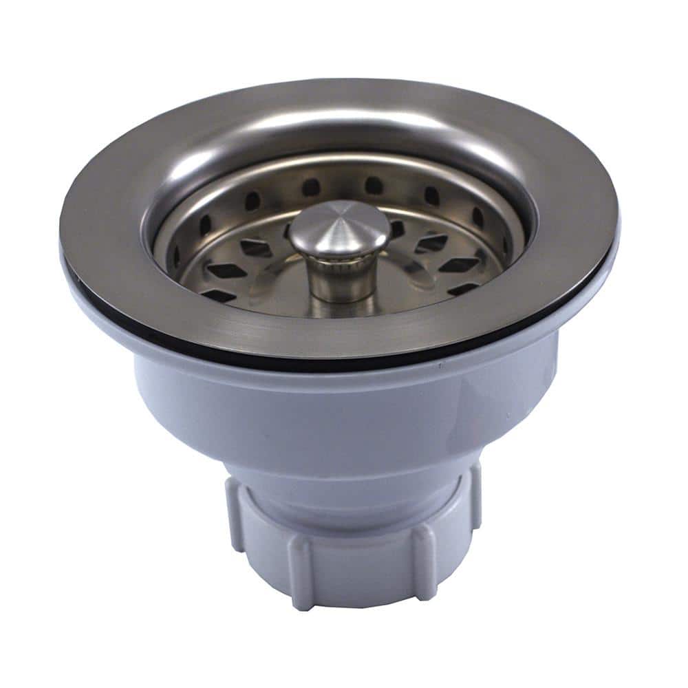 JONES STEPHENS Kitchen Sink Basket Strainer Assembly with Stainless Steel Basket and Flange in Brushed Stainless -  B02401