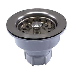 Kitchen Sink Basket Strainer Assembly with Stainless Steel Basket and Flange in Brushed Stainless