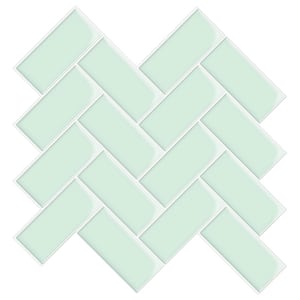 Thicker Herringbone Mint 12 in. x 12 in. PVC Peel and Stick Tile (7.6 sq. ft./10)