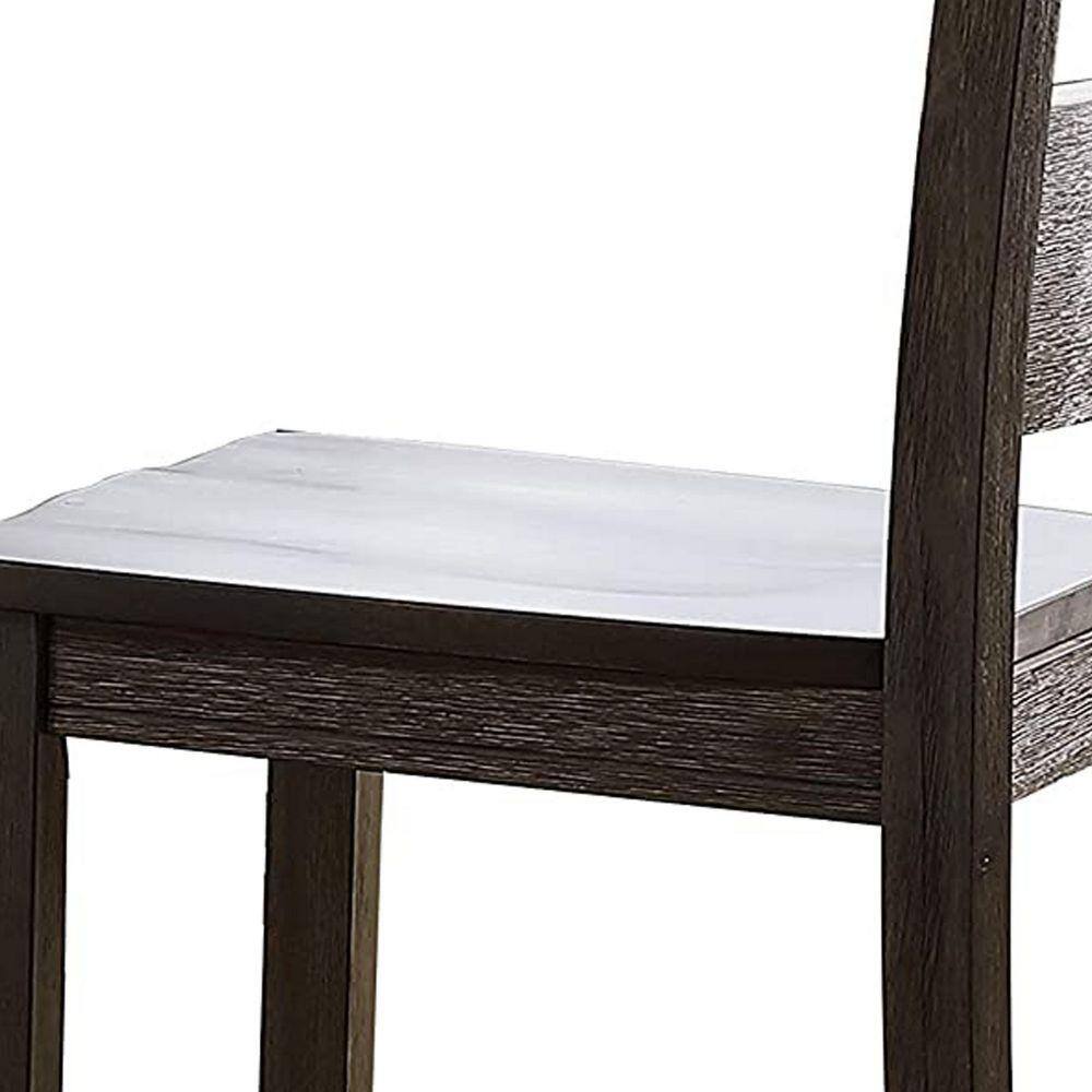 Brown Upholstered Ladderback High Wood Side Chair