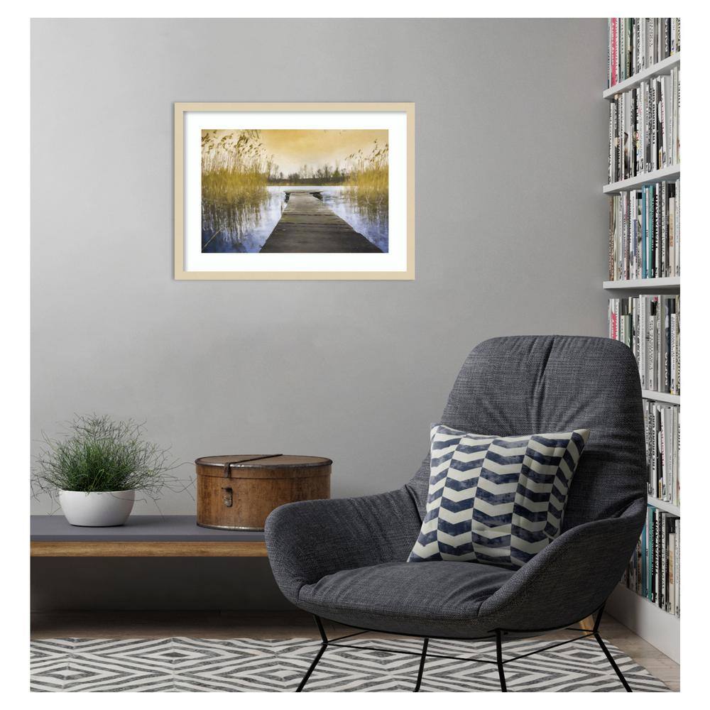 Kim Curinga Marsh Jetty Natural Wood Framed Print
