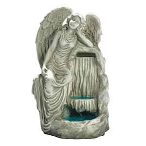 28 in. H Resting Grace Angel Ancient Ivory Waterfall Garden Fountain