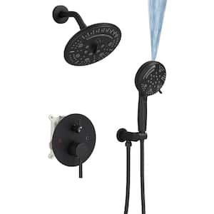 Single Handle 8-Spray Round Shower Faucet 2.5 GPM with Adjustable Flow Rate in. Matte Black (Valve Included)