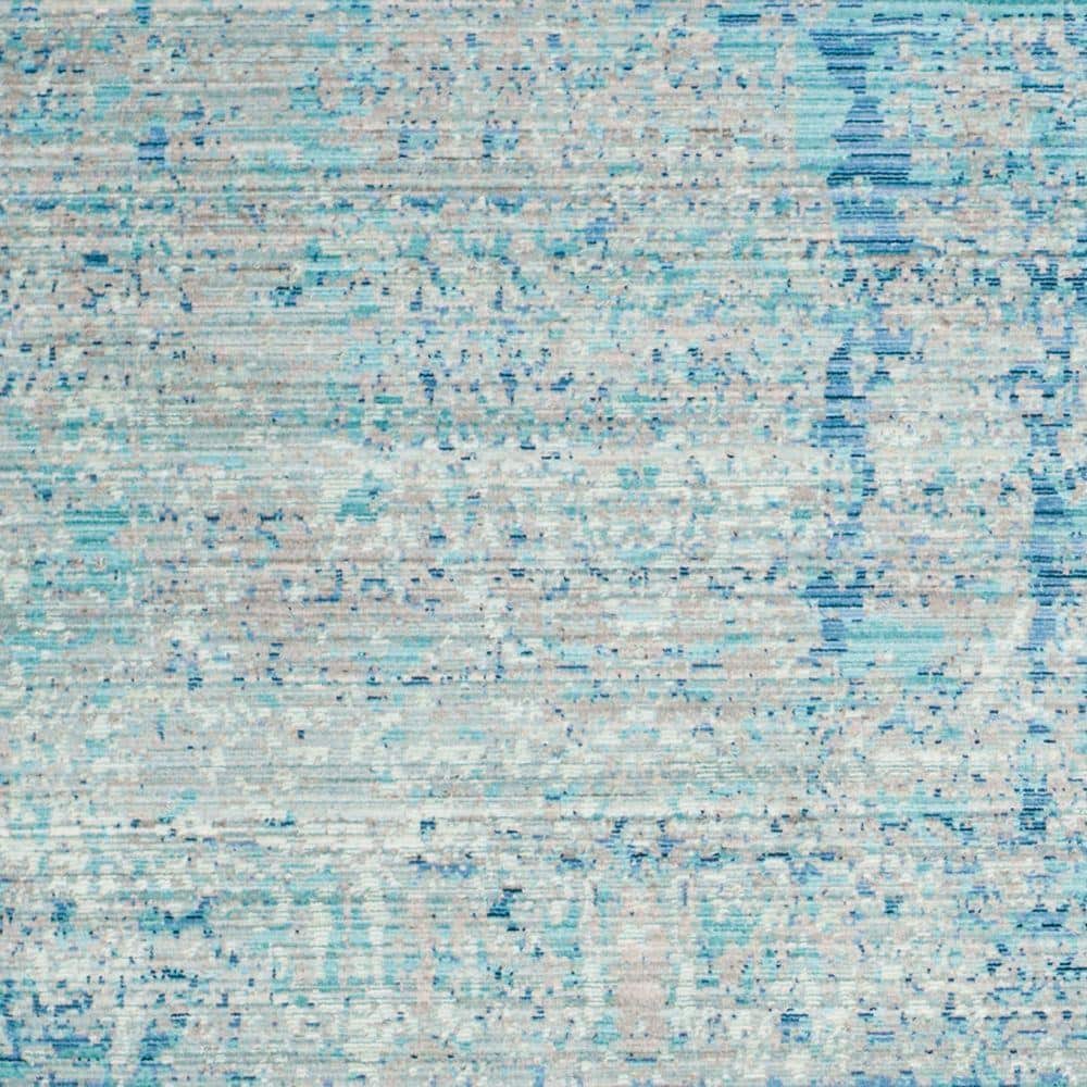 Luminous Light Blue Abstract 8' x 10' Synthetic Area Rug