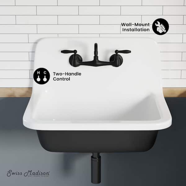 Loire 2-Handle Wall-Mounted Faucet with Easy to Clean Plating in Matte Black
