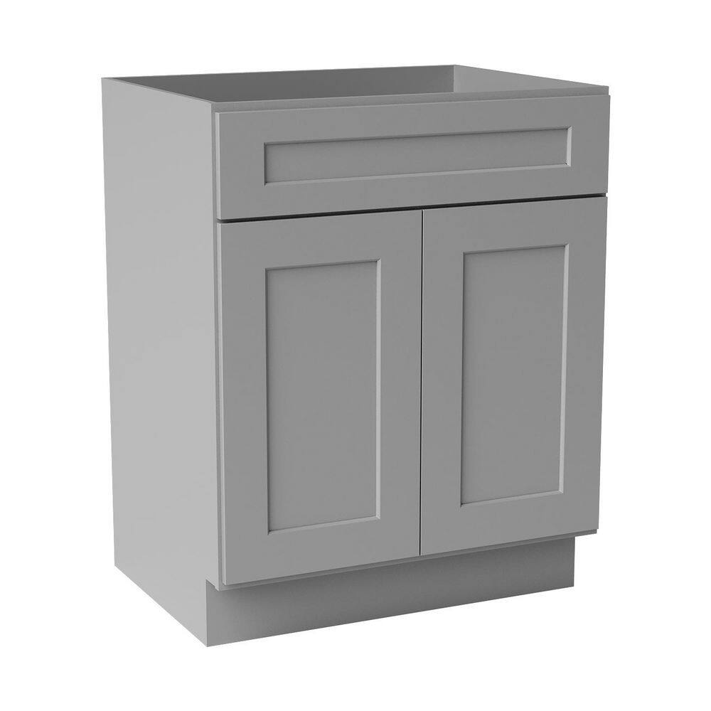 27 in. W x 21 in. D x 34.5 in. H Ready to Assemble Solid Wood Shaker Sink Base Bath Cabinet in Light Grey price history on PriceWatchPro
